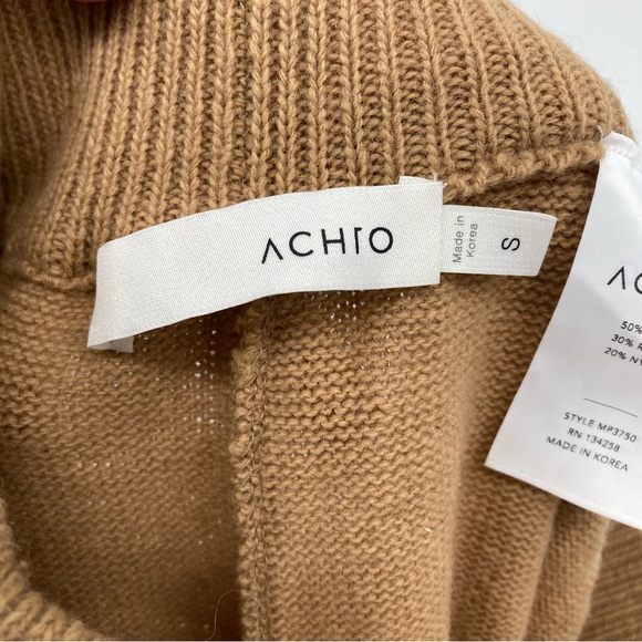 Achro Wool Blend Wide Leg Knit Pull-On Pant Sz.S Camel Stretch Casual Cozy Chic - Picture 4 of 10